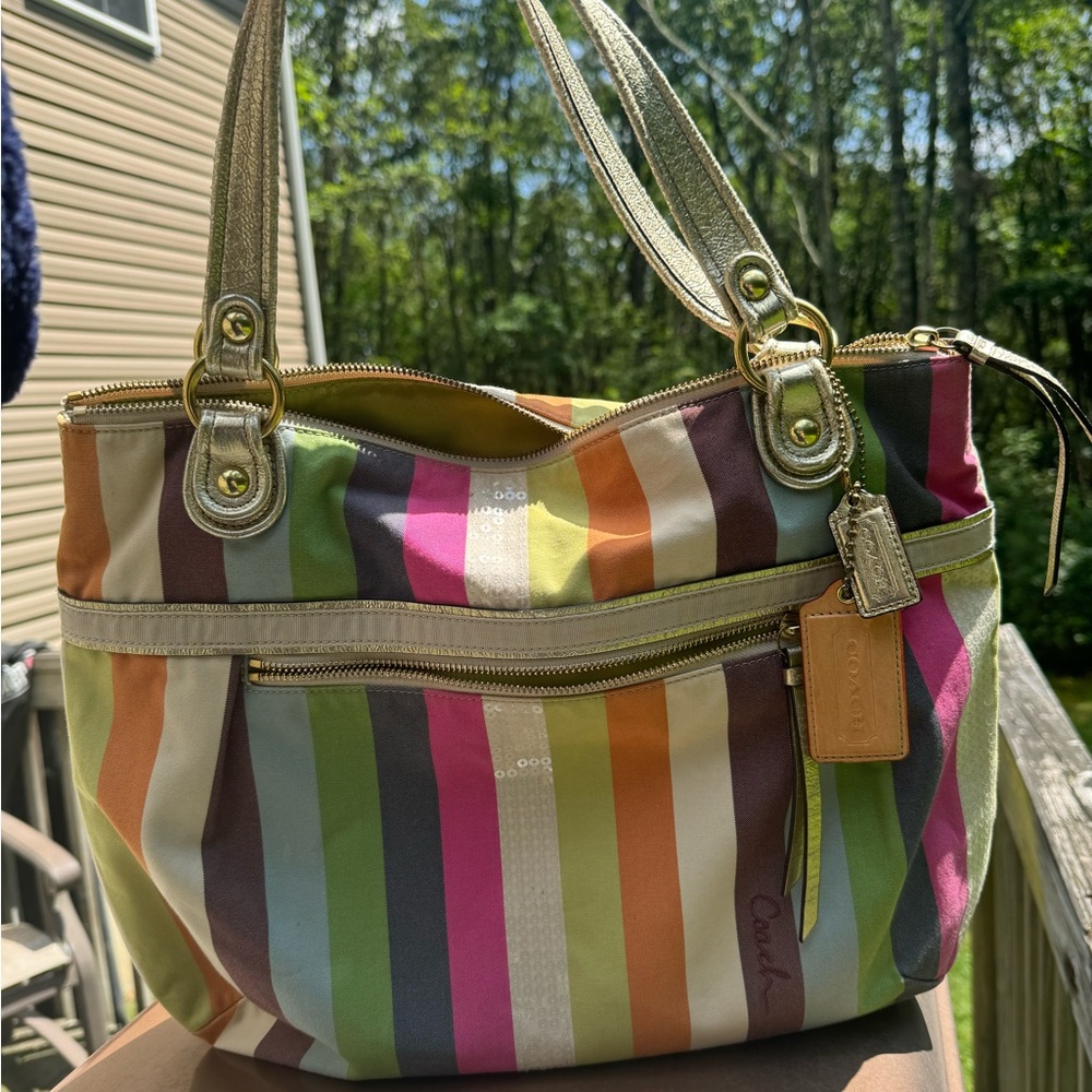 Coach 19021 Poppy Legacy Stripe Sequins